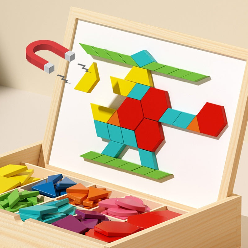 Montessori-Magnetspiel aus Holz für Kinder: Bunte Formen zur STEM-Bildung & Feinmotorik-Förderung.