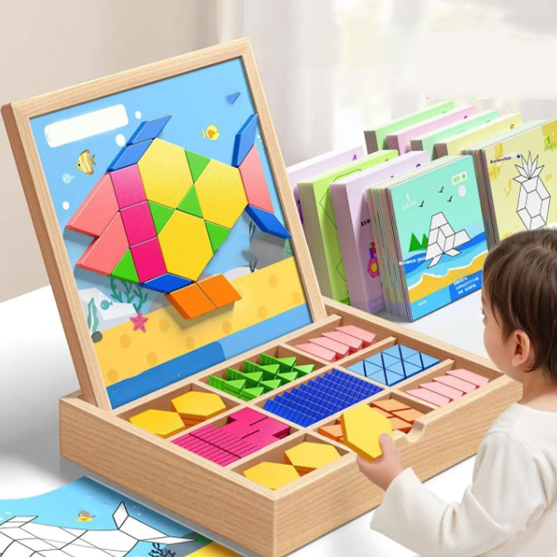 Pädagogisches Holz-Magnetspiel für Kinder: Spielerisch Formen, Farben erkennen und Feinmotorik trainieren.
