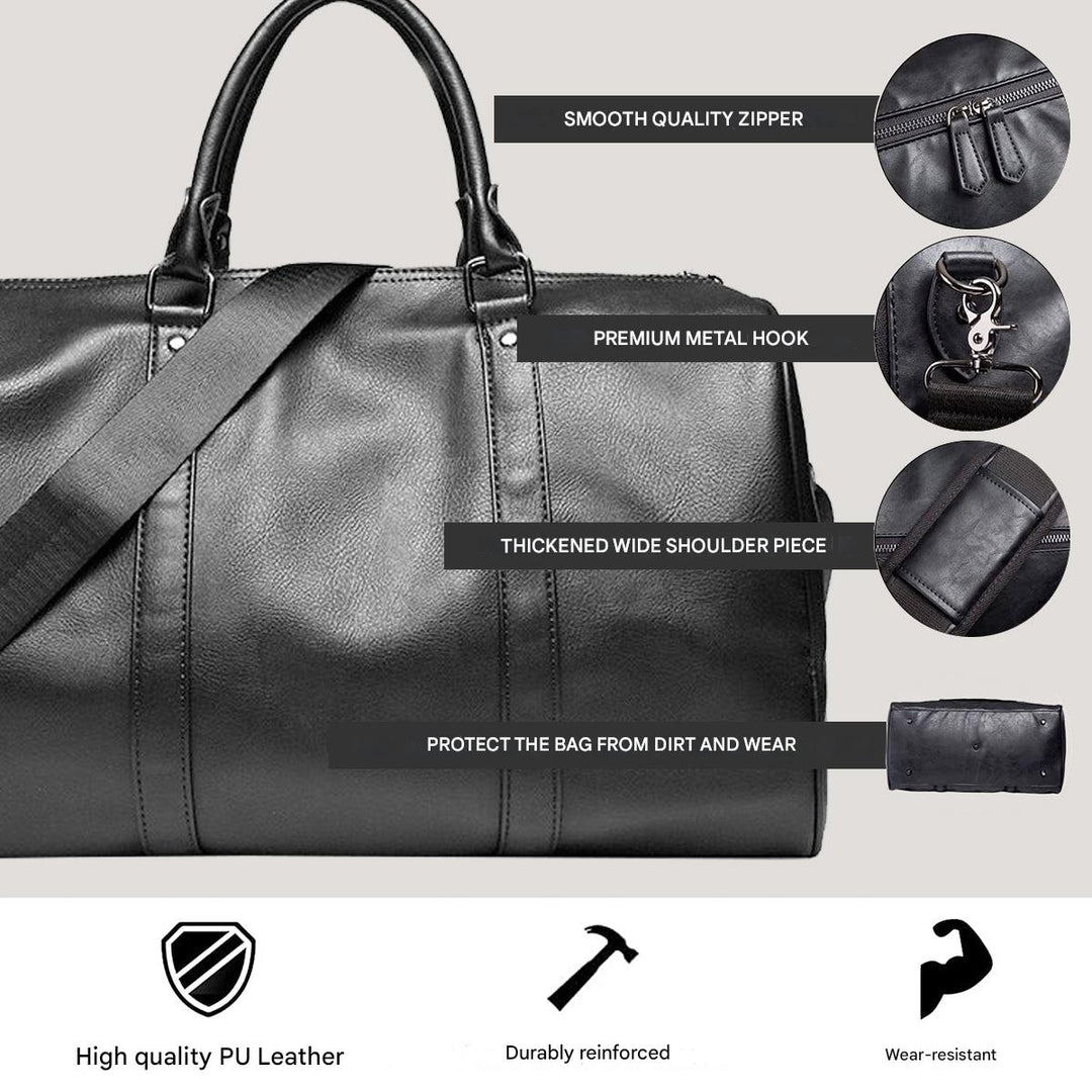 Elegante schwarze Duffelbag, Unisex Weekender mit großer Kapazität, strapazierfähig für Kurzreisen.