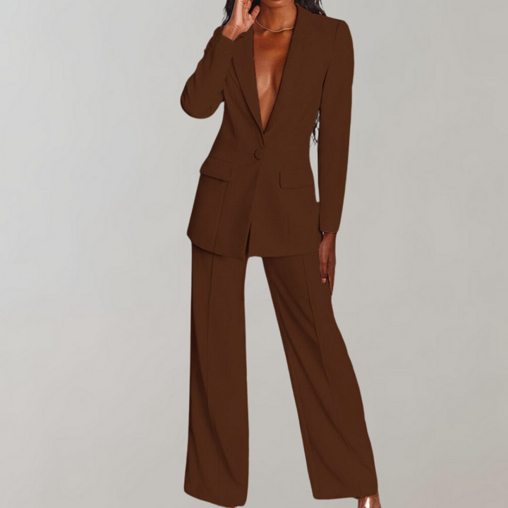 Eleganter Zweiteiler für Frauen: Klassischer Blazer & Hose, vielseitig für Business & Freizeit.