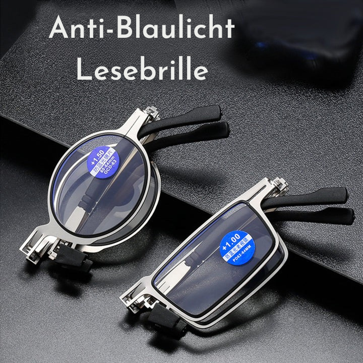Kompakte, faltbare Titan-Lesebrille, perfekt für Reisen und unterwegs. Ultraleichtes Design.