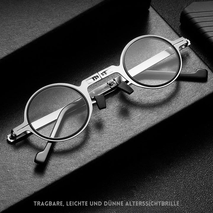 Ultraleichte Titan Lesebrille für Damen und Herren. Stilvolle und praktische Lesehilfe mit Faltfunktion.