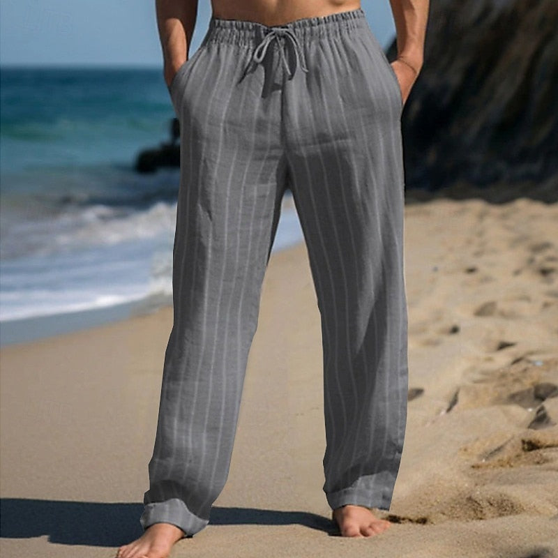 Herren Freizeithose, atmungsaktiv, mit Elastikbund & Kordelzug. Lockere Passform, bequem für Sommer & Alltag.