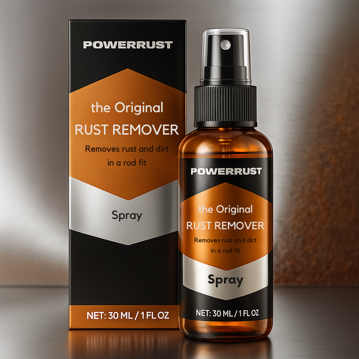 Rostentferner Spray entfernt Rost von einem verrosteten Schraubenschlüssel. Schnelle Metallreinigung & Rostschutz.