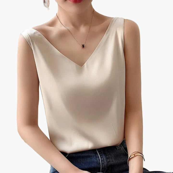 Bequemes Damen Top mit V-Ausschnitt für minimalistische Outfits, perfekt für jede Freizeit-Aktivität.