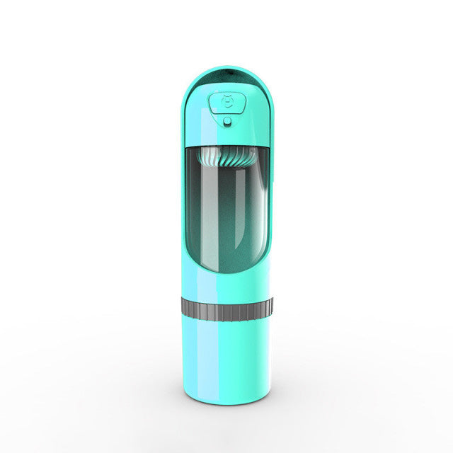 Kompakte PawBuddy 2-in-1 Hunde-Reiseflasche für Futter & Wasser. Must-have für jede Reise & Gassi.