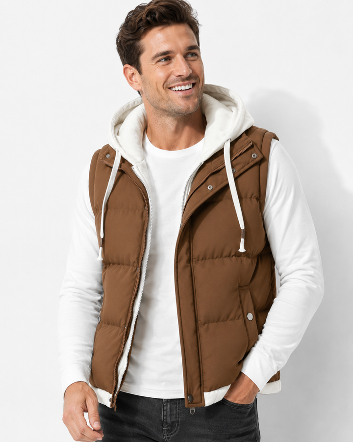Modische Baumwollweste, unisex, mit praktischer Kapuze, ideal für Lagenlook und die Übergangszeit.
