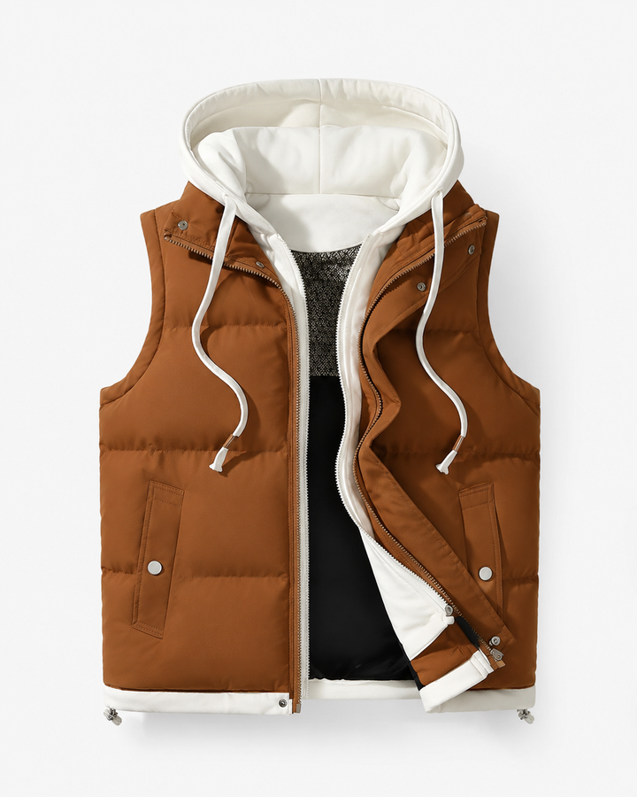 Hochwertige Baumwollweste mit Kapuze für Damen & Herren, leicht & warm, ideal für Freizeitlooks.