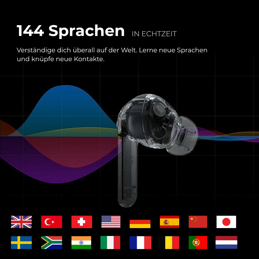 Kompakte Bluetooth Übersetzer-Ohrhörer, ideal für Reisende und Sprachlerner, unterstützen einfache Kommunikation.
