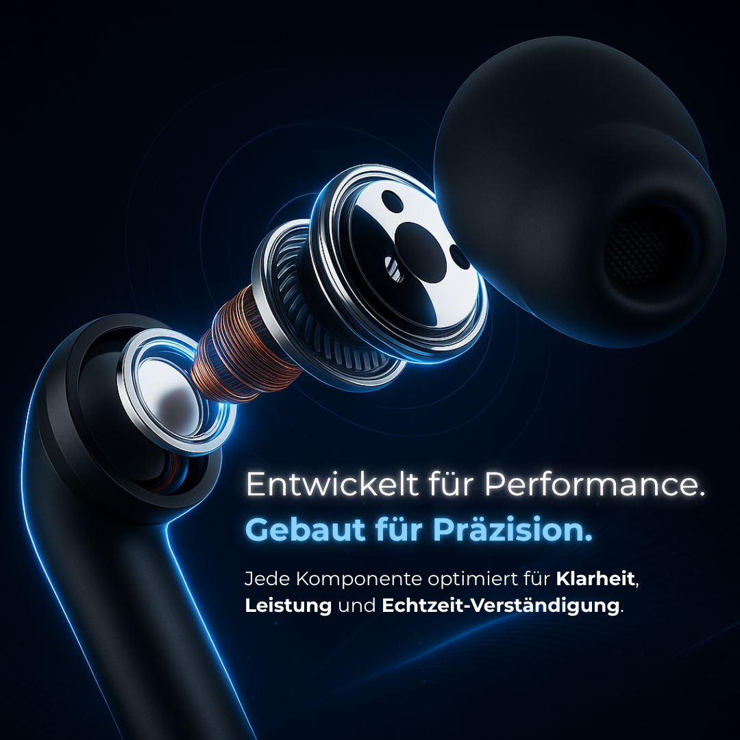 Fortschrittliche kabellose Unisex Ohrhörer mit Bluetooth und Geräuschunterdrückung für präzise Übersetzung.