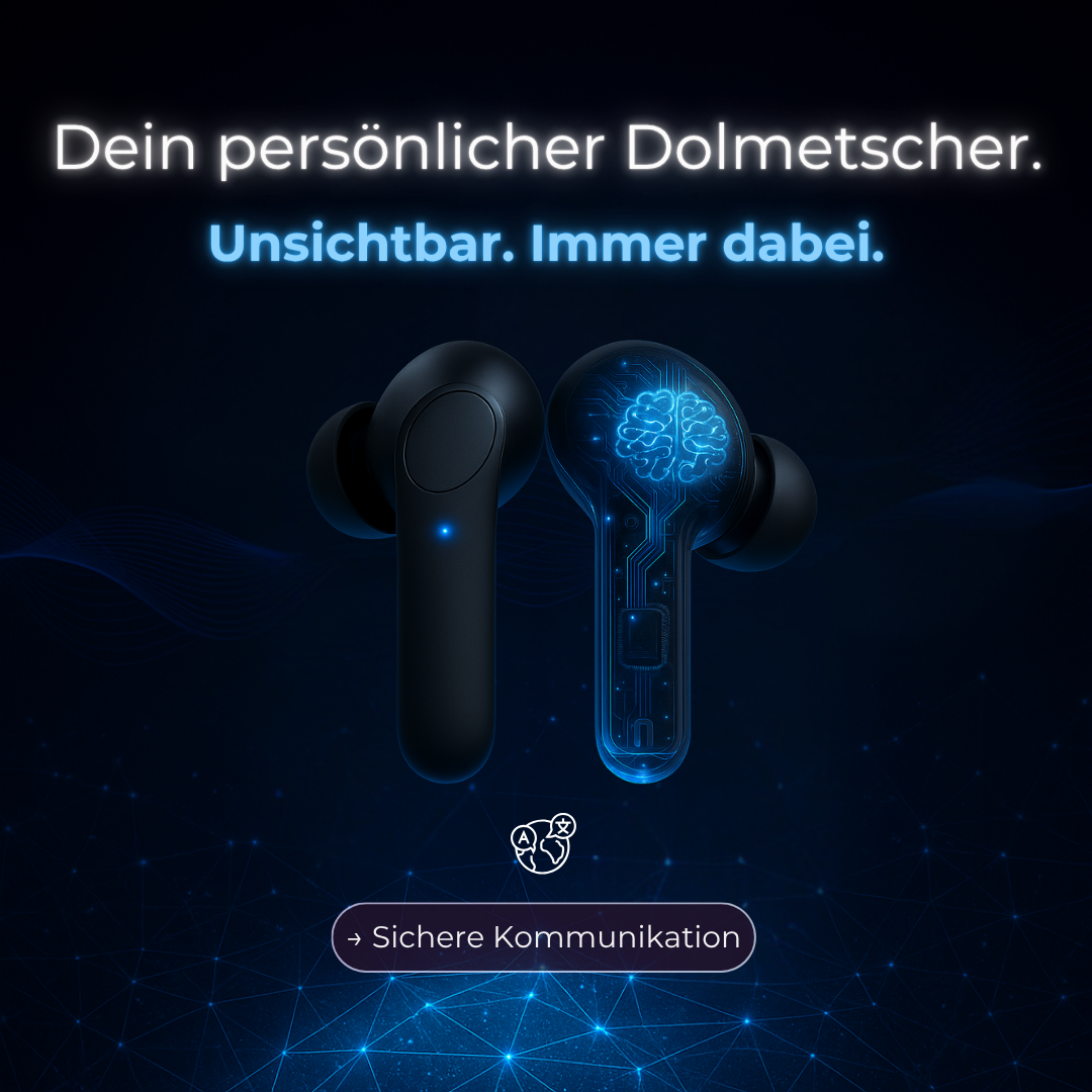 Unisex Bluetooth Übersetzer-Ohrhörer, optimiert für fließende Kommunikation über Sprachbarrieren hinweg.