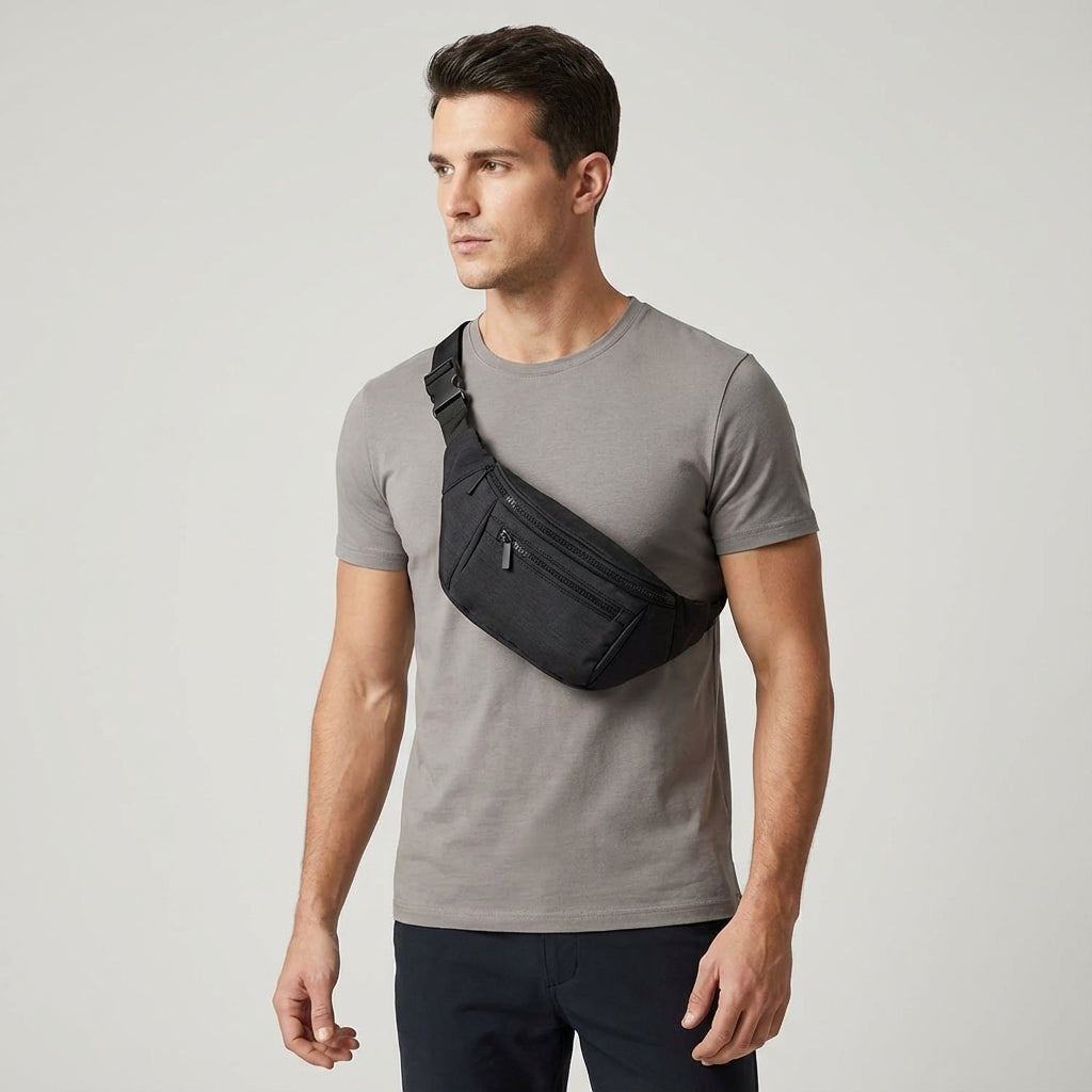 GoSling Crossbody-Organizer-Tasche mit vielen Fächern, verstellbar für Damen und Herren, ideal für unterwegs.