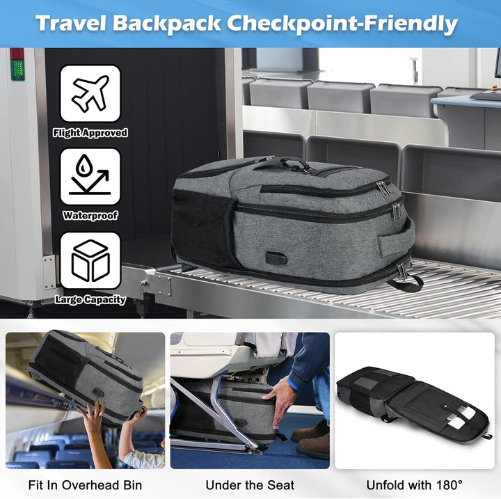 Geräumiger Multi-Fach Rucksack für Laptop, mit Lunchfach und USB-Anschluss, unisex Modell.