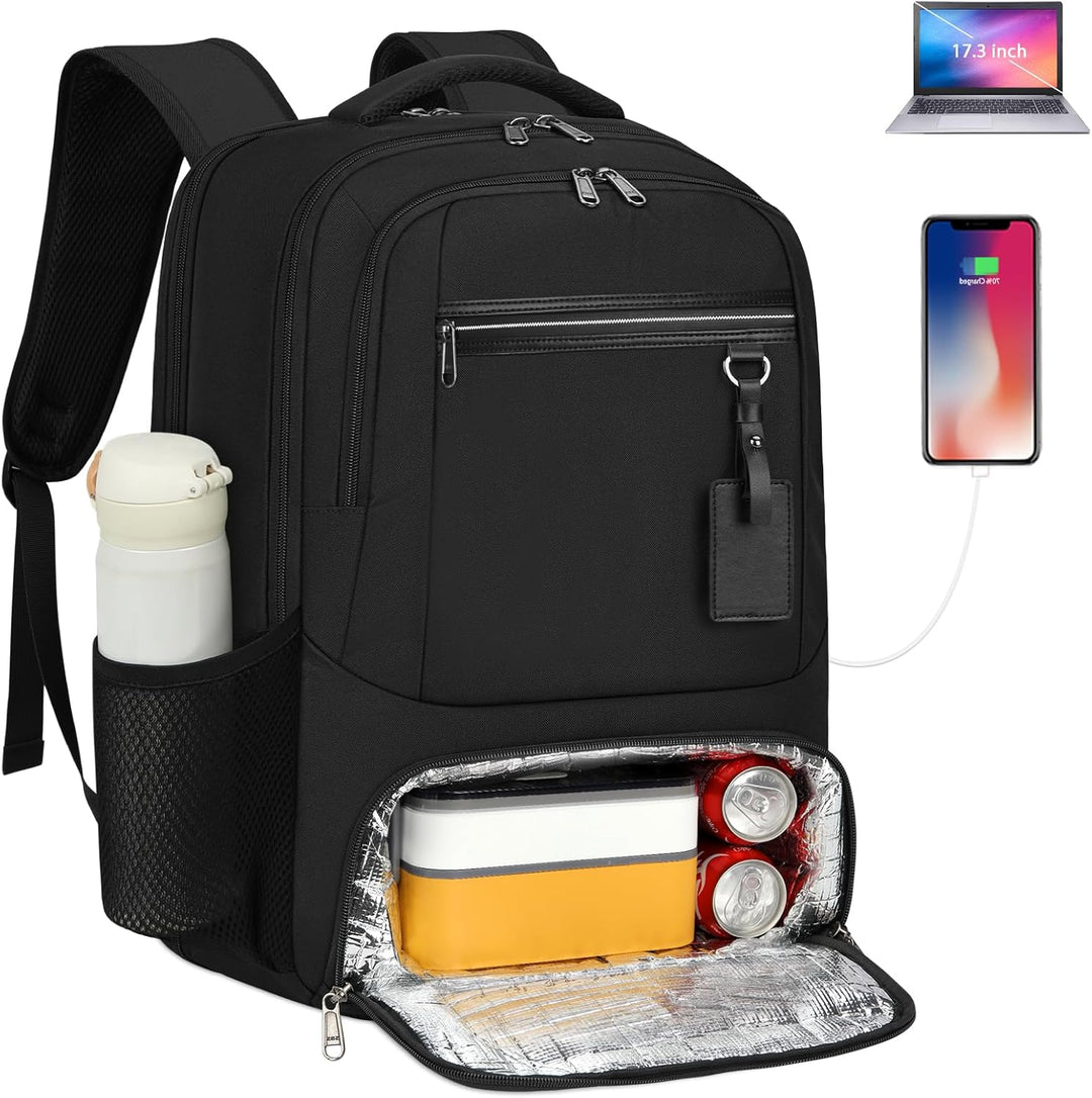 Wasserdichter Unisex-Laptop-Rucksack mit robustem Design, Lunchfach und USB-Anschluss.