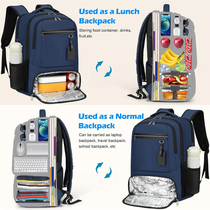 Eleganter Business-Laptop-Rucksack mit USB-Anschluss und Essensfach für den Arbeitsweg.