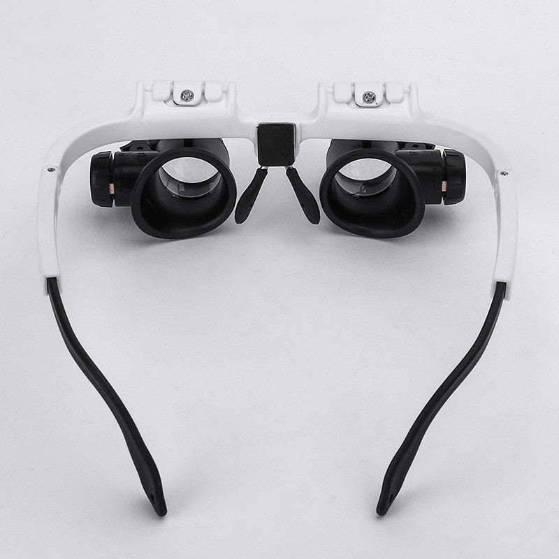 Verstellbare Präzisions-Lupenbrille mit LED-Licht für Hobbys, Basteln und professionelle Optik.