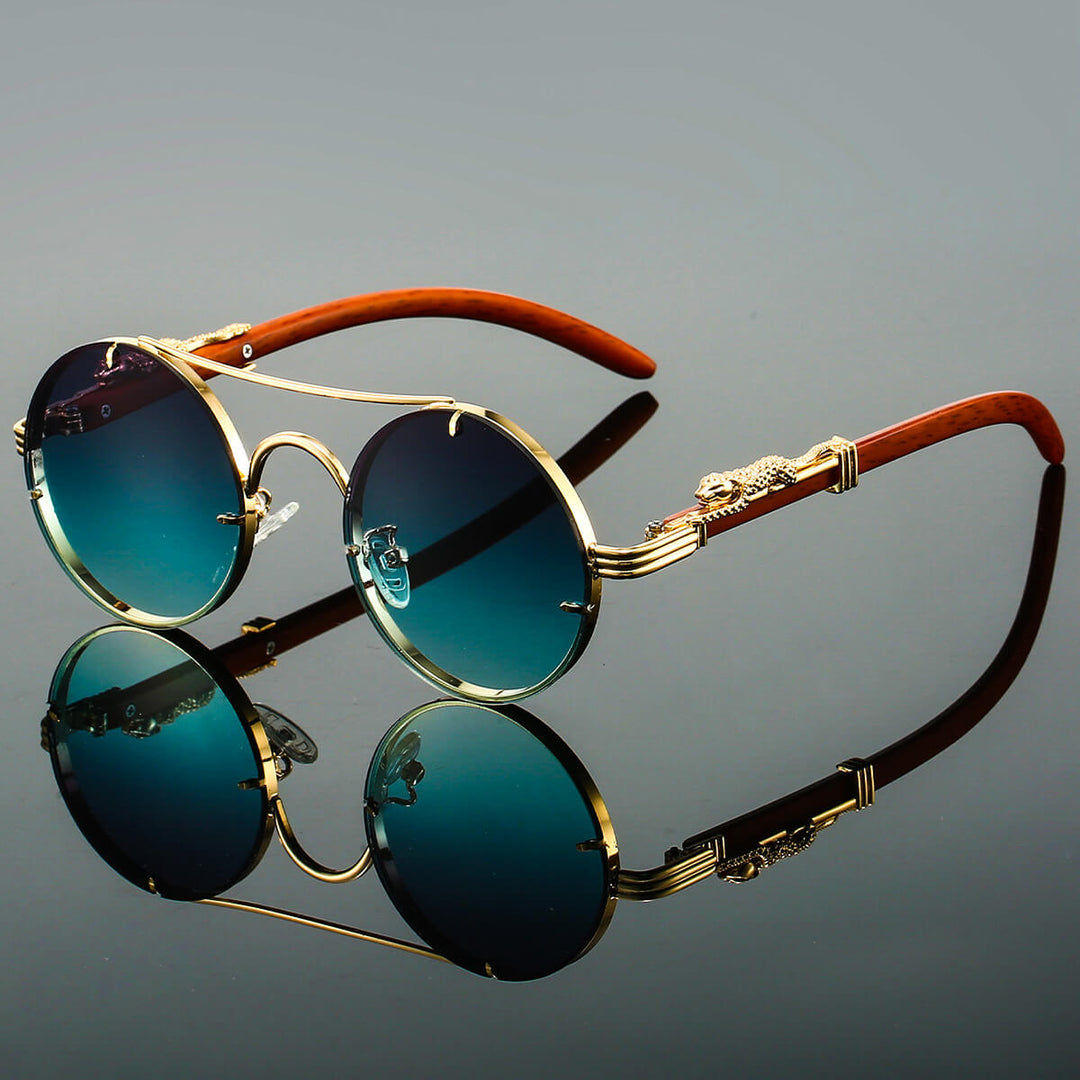 Elegante runde Vintage-Sonnenbrille für Damen & Herren. Robuster Rahmen & UV400 Schutz.