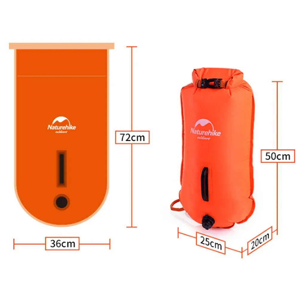 Robuste Schwimm-Boje in Neonpink mit leicht zugänglichem Staufach für Outdoor-Abenteuer im Wasser.