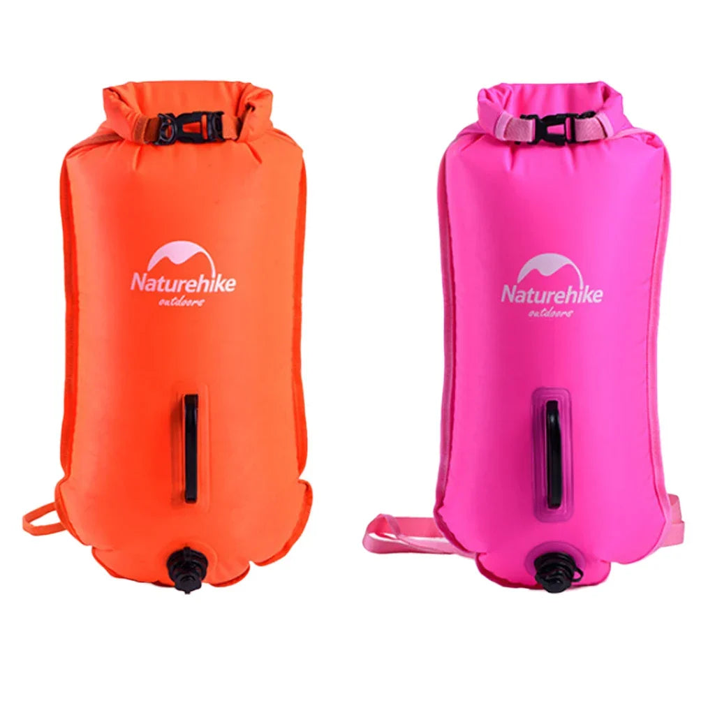 Kompakte Schwimmhilfe mit Staufach in Fluororange. Perfekt für Schwimmsport, Sicherheit & Proviant.