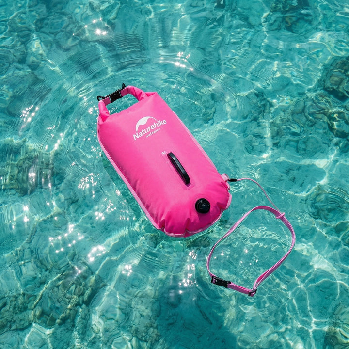 Fluororange Schwimmhilfe mit integriertem wasserdichtem Fach für Schwimmsport & Outdoor-Training.