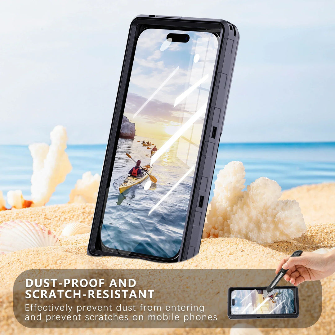 Maximaler IP68 Smartphoneschutz: universelle wasserdichte Handyhülle vor Sand, Schmutz & Wasser.