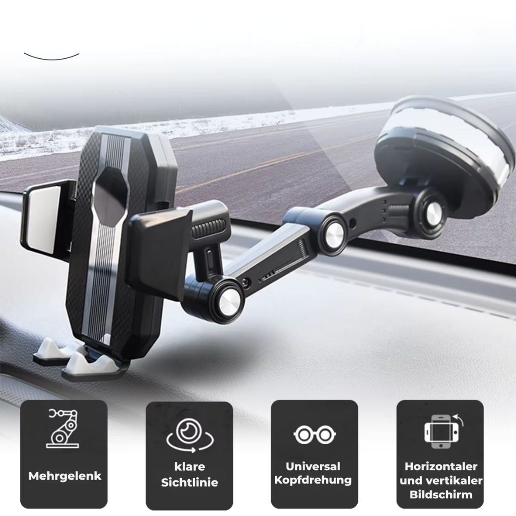 Flexible Auto-Handyhalterung mit 360 Grad Drehung für optimale Smartphone-Navigation im Fahrzeug.