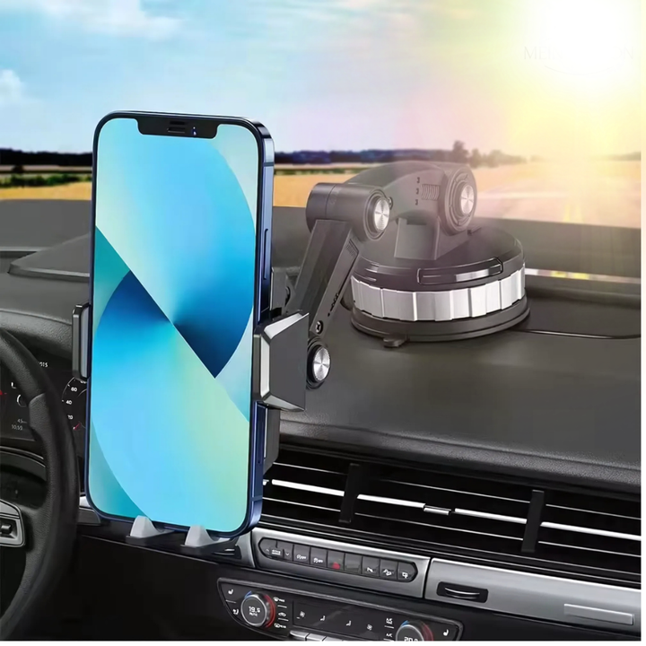 Stabile Smartphone-Halterung fürs Auto mit Saugnapf, ideal für Armaturenbrett und Windschutzscheibe.