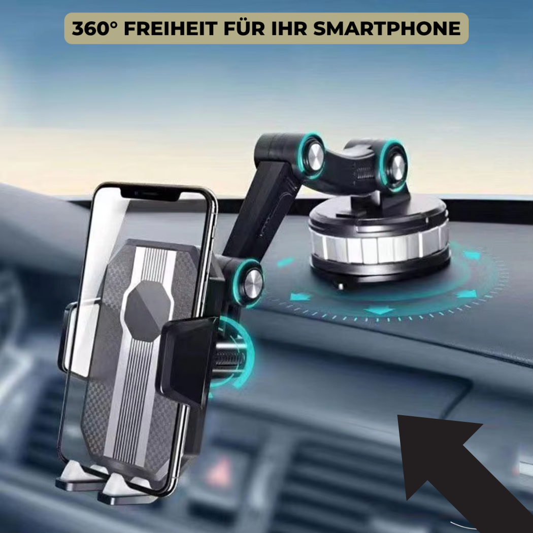 Hochwertiges Auto-Zubehör: Flexible 360° Handyhalterung mit festem Griff für Ihr Smartphone.