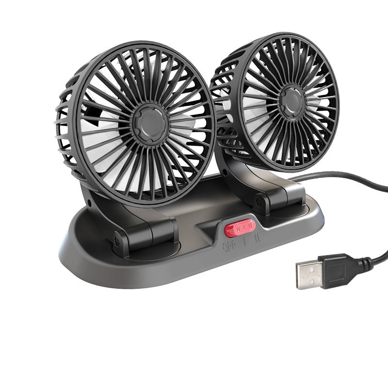Universeller Doppellüfter Autolüfter, 360° Rotation, leise, für 12V/24V/USB Auto Kühlung.