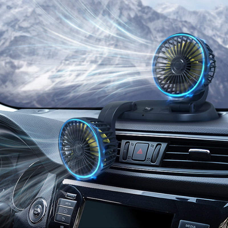 Praktisches Auto Zubehör: Universeller Doppellüfter mit 360° Drehung & leiser Innenraumkühlung.