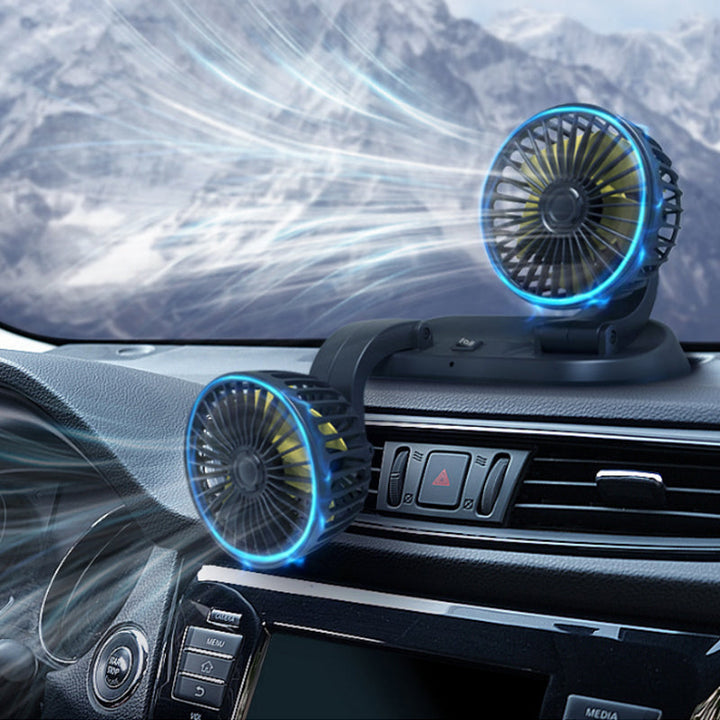 Praktisches Auto Zubehör: Universeller Doppellüfter mit 360° Drehung & leiser Innenraumkühlung.