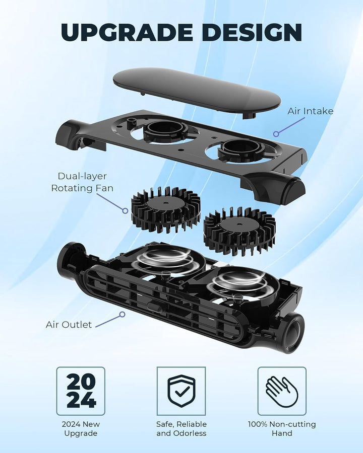 Auto-Kopfstützenhalter mit integriertem USB Kühlventilator, 3 Stufen. Perfektes Gadget für komfortable Reisen.
