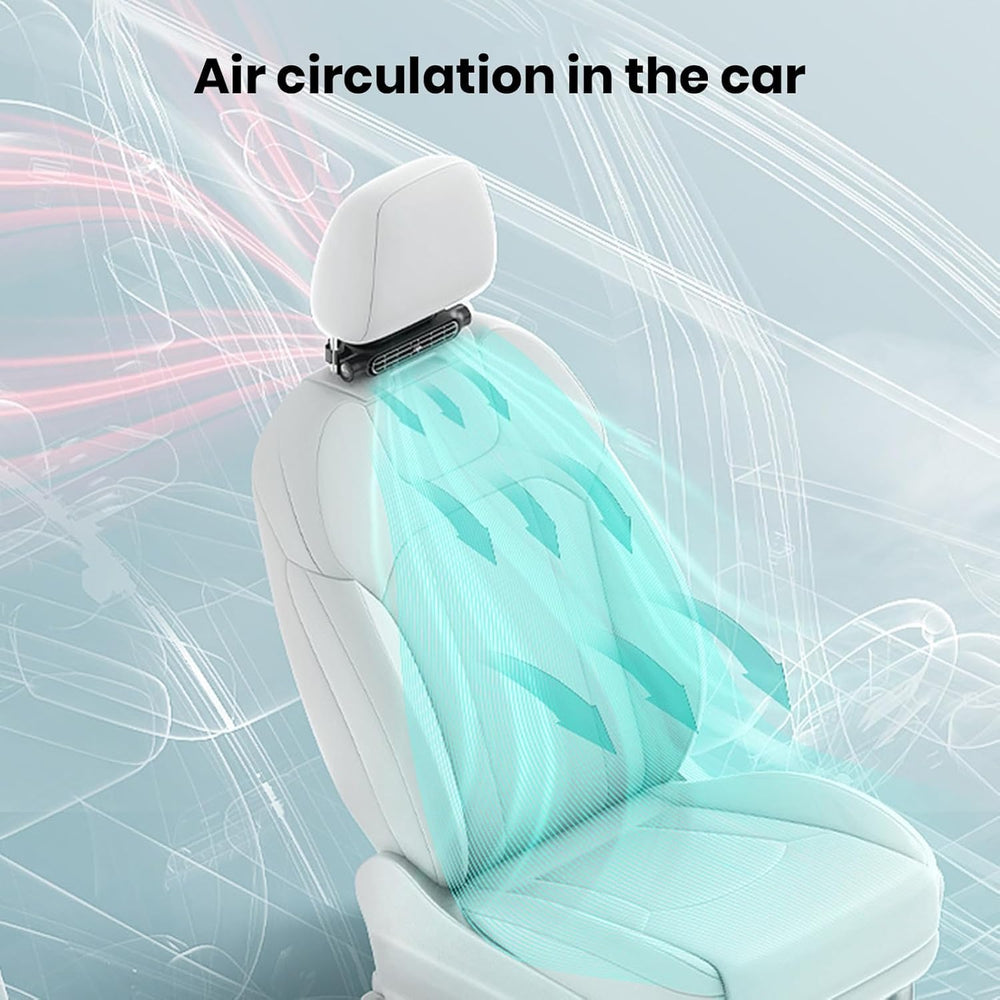 Flügelloser USB Kühlventilator für Auto-Kopfstütze, 3 Geschwindigkeiten. Perfekt für Wohnmobil & LKW Reise.