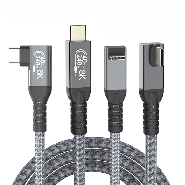 USB4 Typ-C Kabel 90° gewinkelt: 40Gbps Datenübertragung, 240W Schnellladung & 8K Video für alle Geräte.