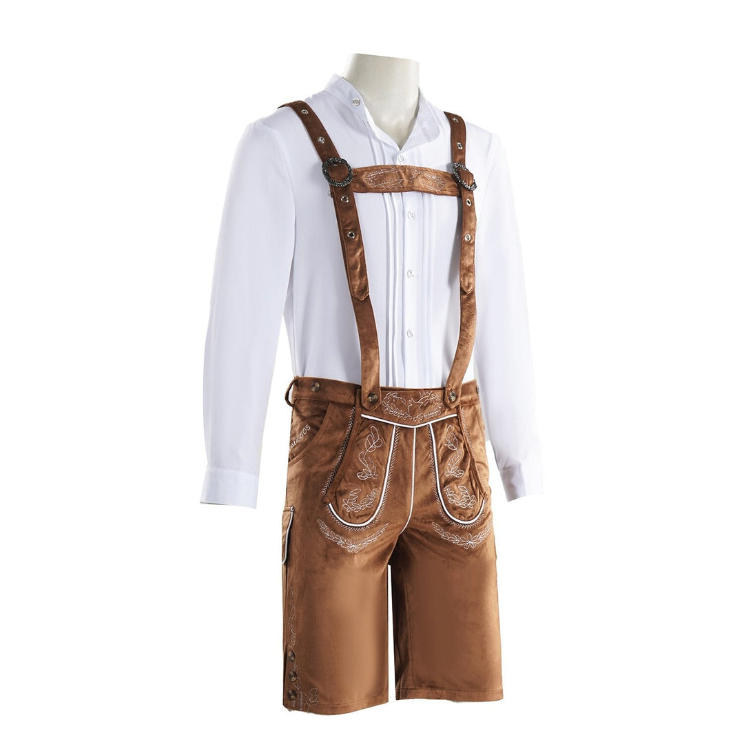 Hochwertiges Herren Trachten-Set mit robuster Lederhose & klassischem Hemd. Festbekleidung Bayern.