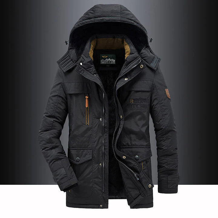 Stylischer Herren-Parka Leventis mit kuscheligem Fleece-Innenfutter. Robuste & winddichte Outdoorjacke für Herren.