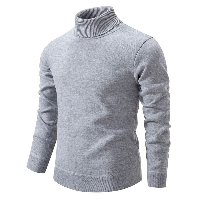 Warmer Herren Langarm-Rollkragenpullover, weicher Strick für maximalen Komfort an kalten Wintertagen.