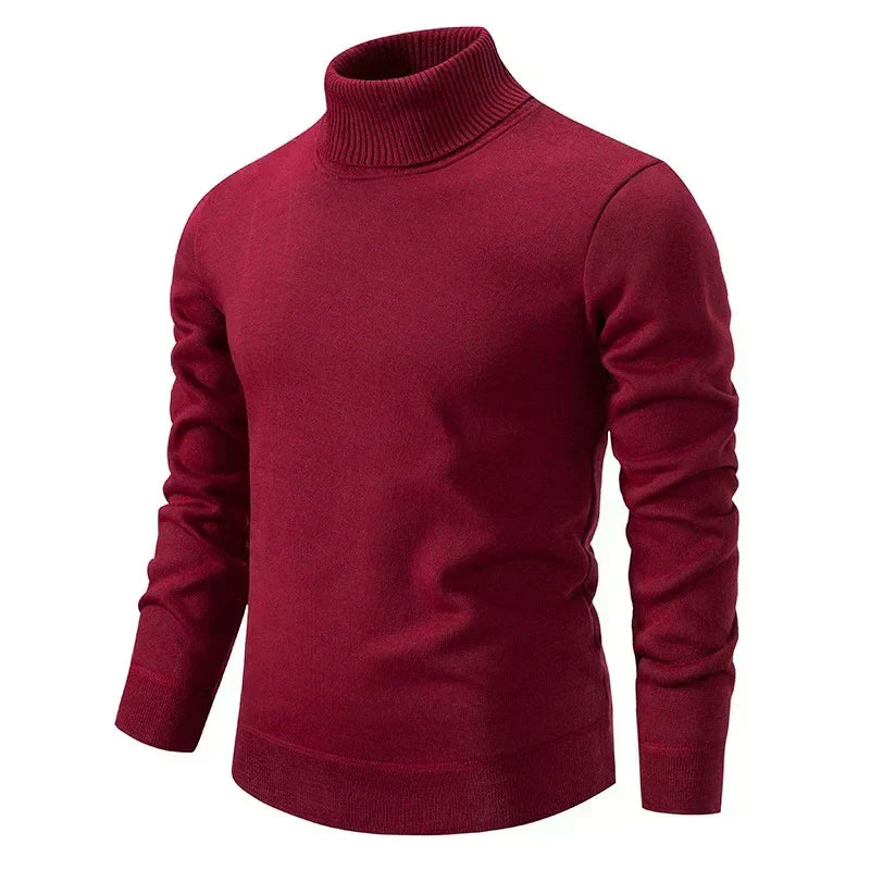 Moderner Herren Rollkragenpullover, bequemer Langarm-Strickpullover für stilvolle Wintermode.