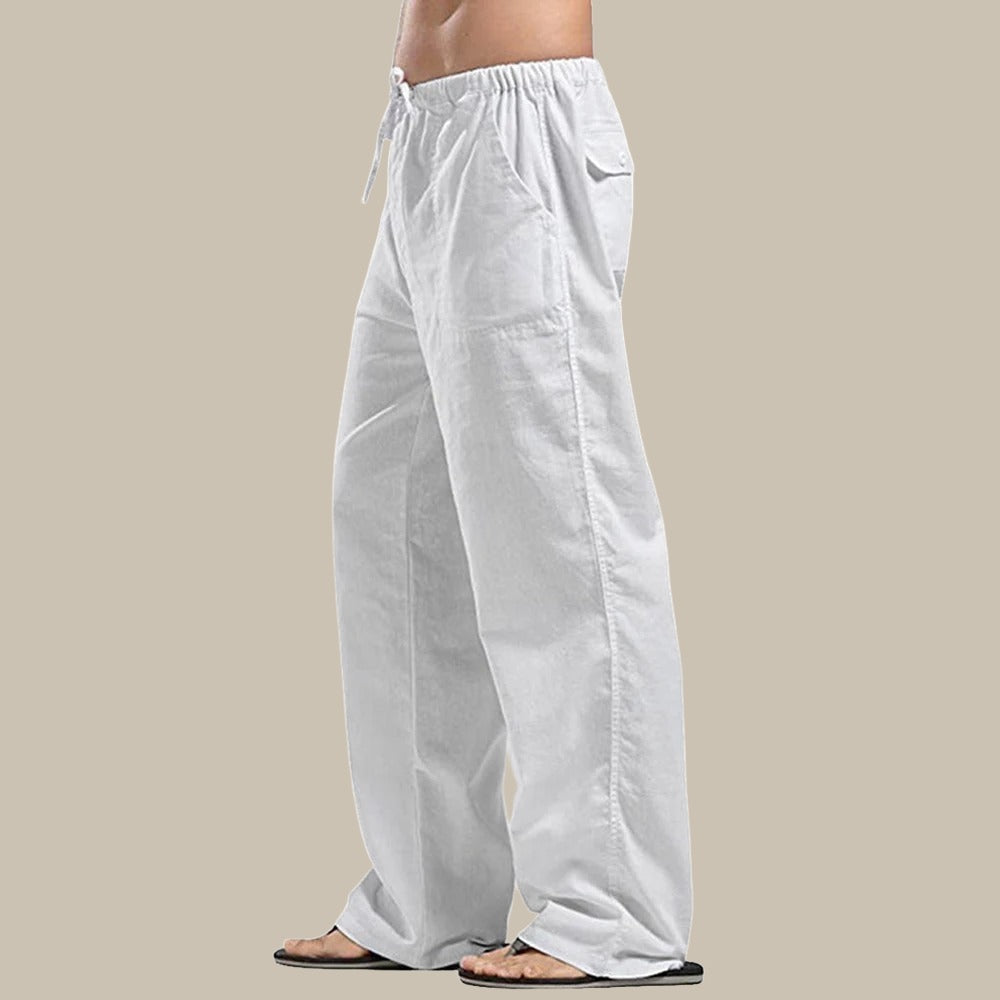 Lässige Herren Leinenhose Milan mit geradem Schnitt, ideal als Sommer-, Freizeit- oder elegante Urlaubshose.