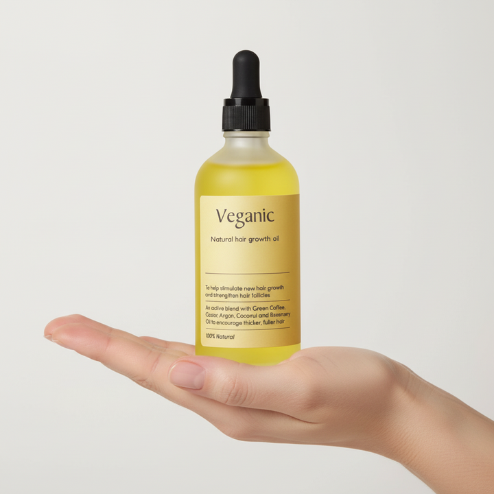 Veganes Haarwachstumsöl für Damen & Herren. Natürliche Haarpflege & Kopfhautpflege für kräftiges, glänzendes Haar.