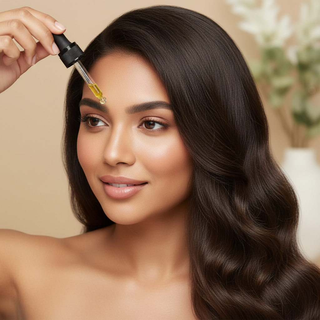 Glänzendes, kräftiges Haar dank Haarwachstumsöl. Natürliche Anti-Haarausfall & Kopfhautpflege für Damen & Herren.