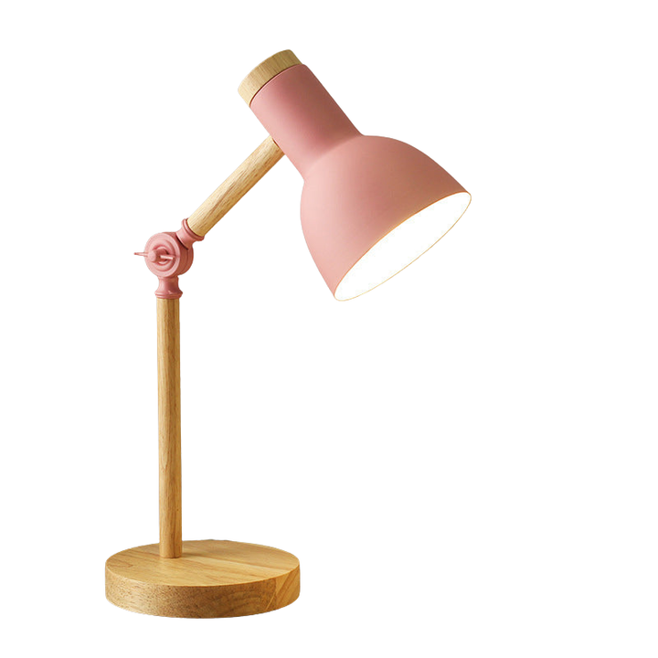 Detailansicht der verstellbaren Macaron Tischlampe in Pastell. Stilvolle E27 Leuchte für modernen Wohnraum.