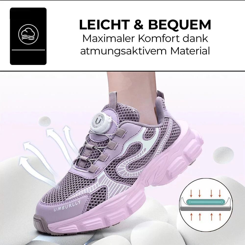 Seitenansicht: Leichte Damen Sicherheitsschuhe S3, ergonomisch geformt für optimalen Komfort.