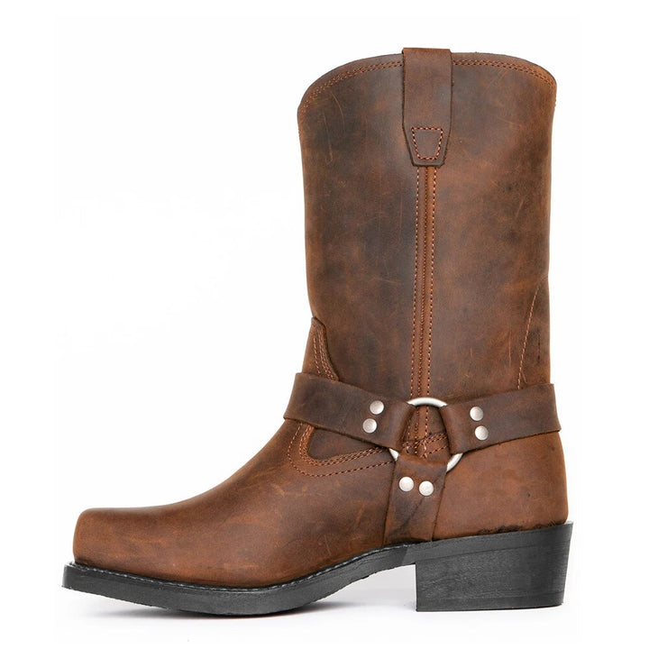Stilvolle Herren Cowboy Stiefel aus Leder, braun, elegant und robust, ideal für Freizeit & Alltag.