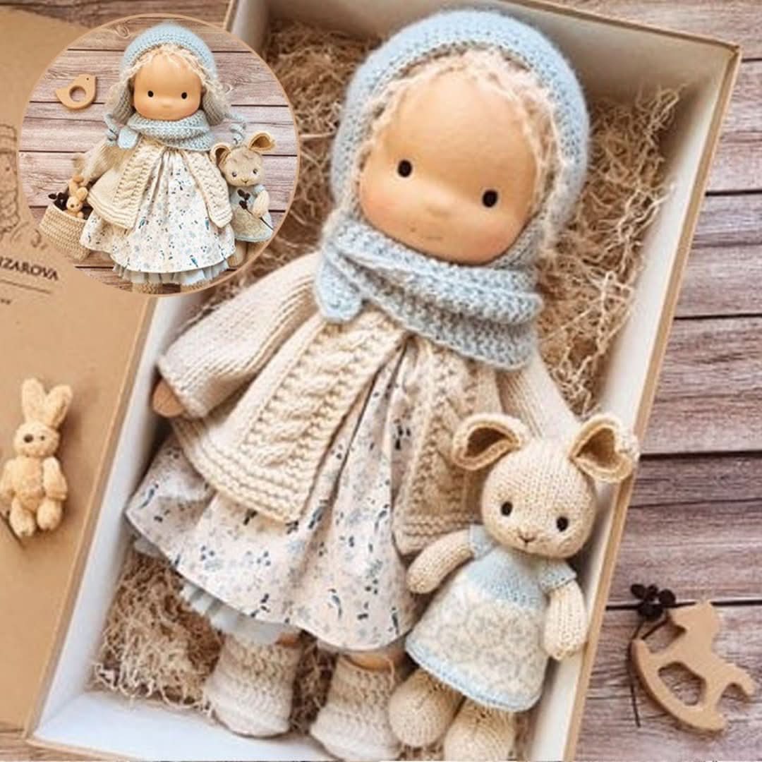 Weiche Stoffpuppe, 30 cm, aus Naturmaterialien. Ideales Geschenk für Babys & Kleinkinder.