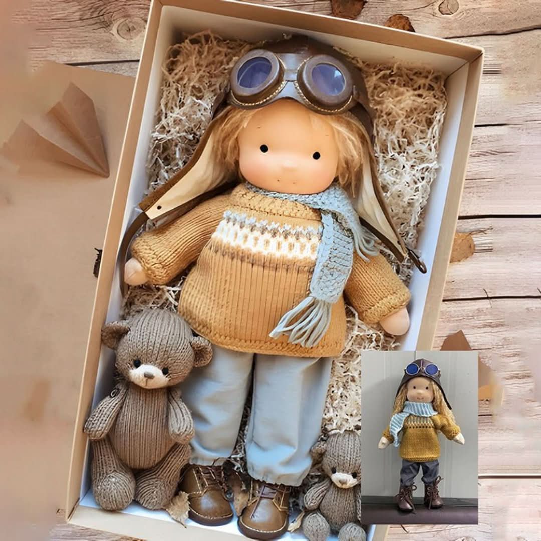 Naturmaterialien-Puppe, 30 cm, handgefertigt. Perfekt als Waldorfpuppe für Rollenspiele.