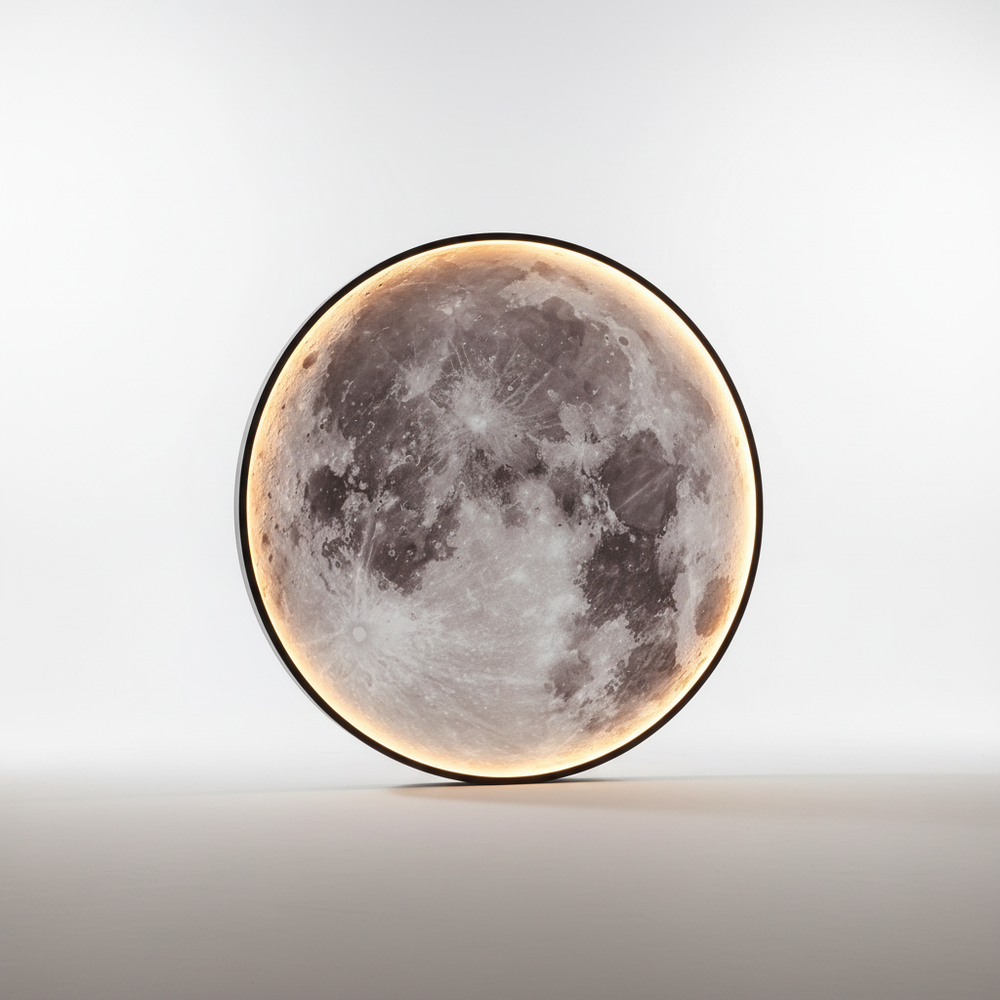 Dekorative Moonveil Mondlampe als Wandlampe für stimmungsvolle LED-Beleuchtung im Wohnzimmer.