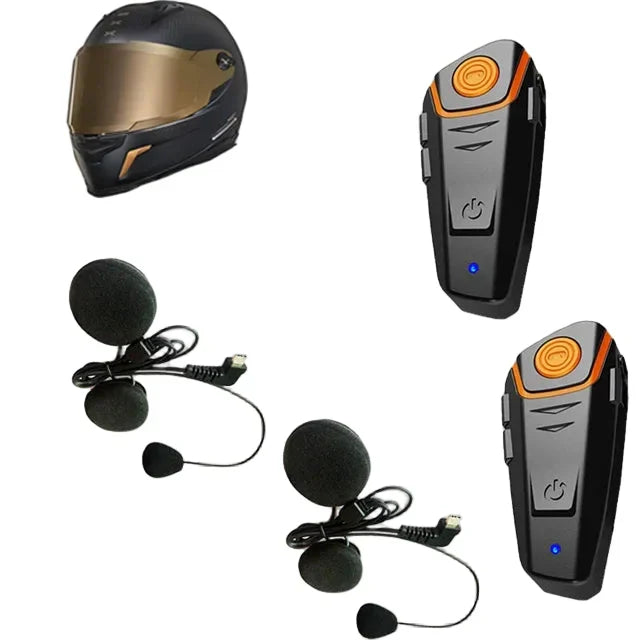 Wasserdichtes Bluetooth Motorrad Intercom für Reisen. Klare Kommunikation, FM-Radio und 1000m Reichweite am Helm.