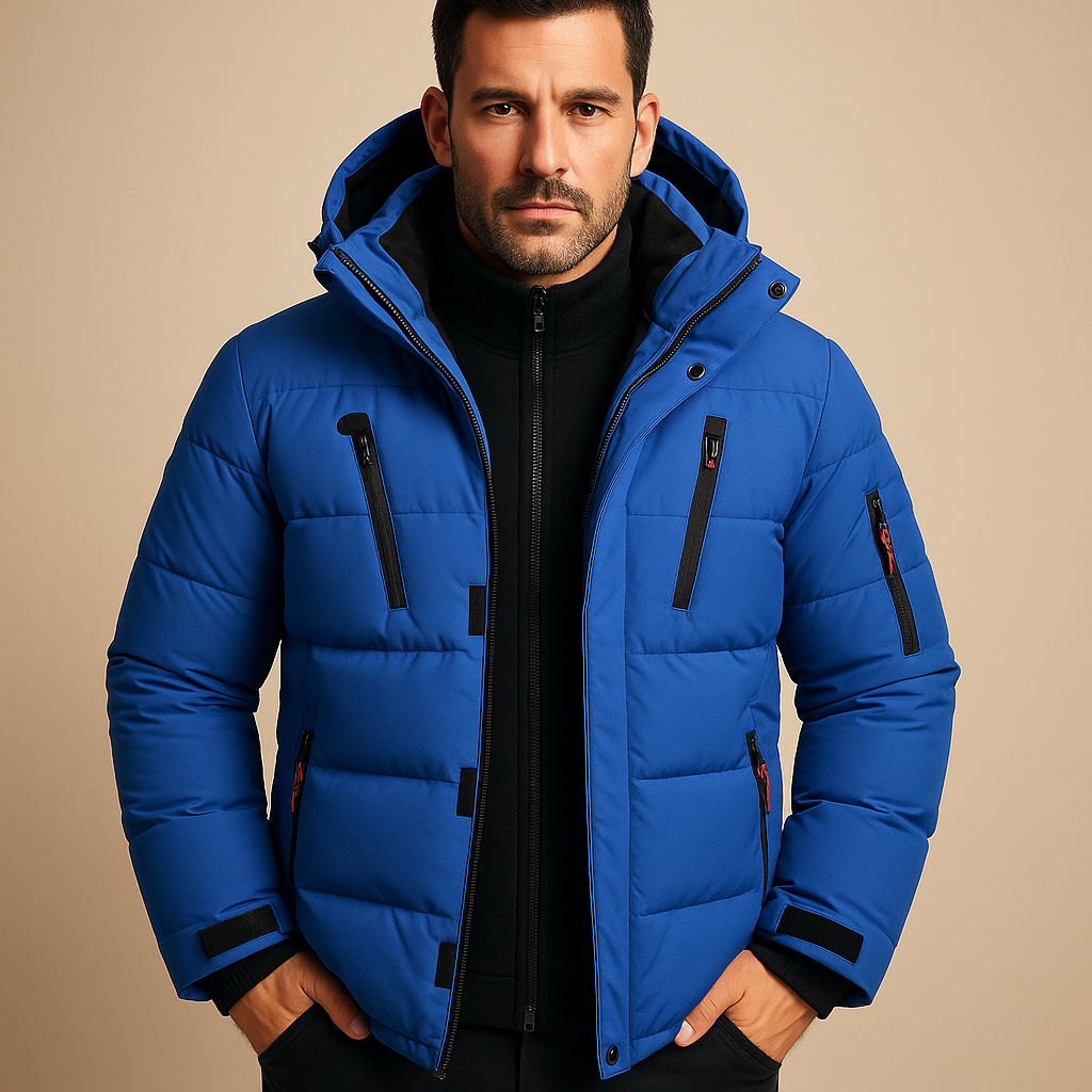 Herren robuste Winterjacke mit Reißverschluss für kalte Tage. Warm, wetterfest und ideal für den Alltag.