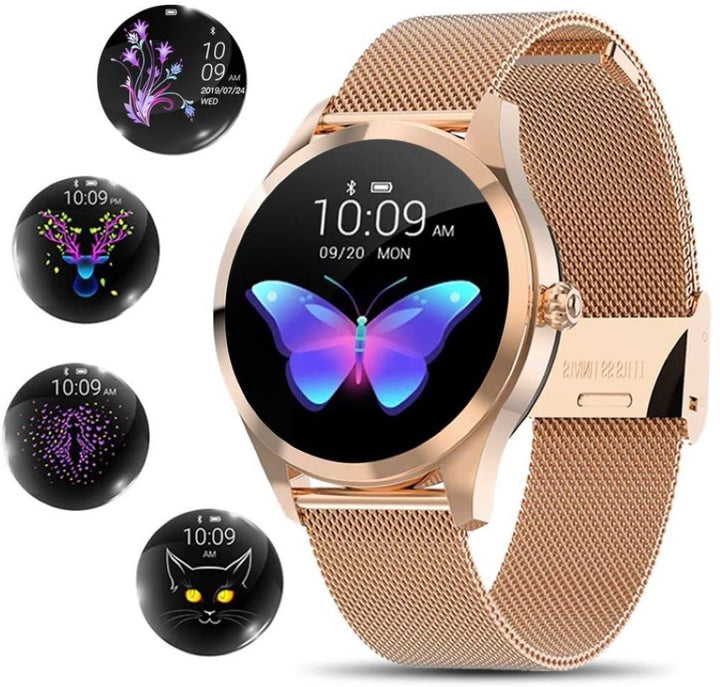 Damen-Smartwatch als Gesundheits-Tracker & Fitness Uhr mit Herzfrequenzmessung in Silber.